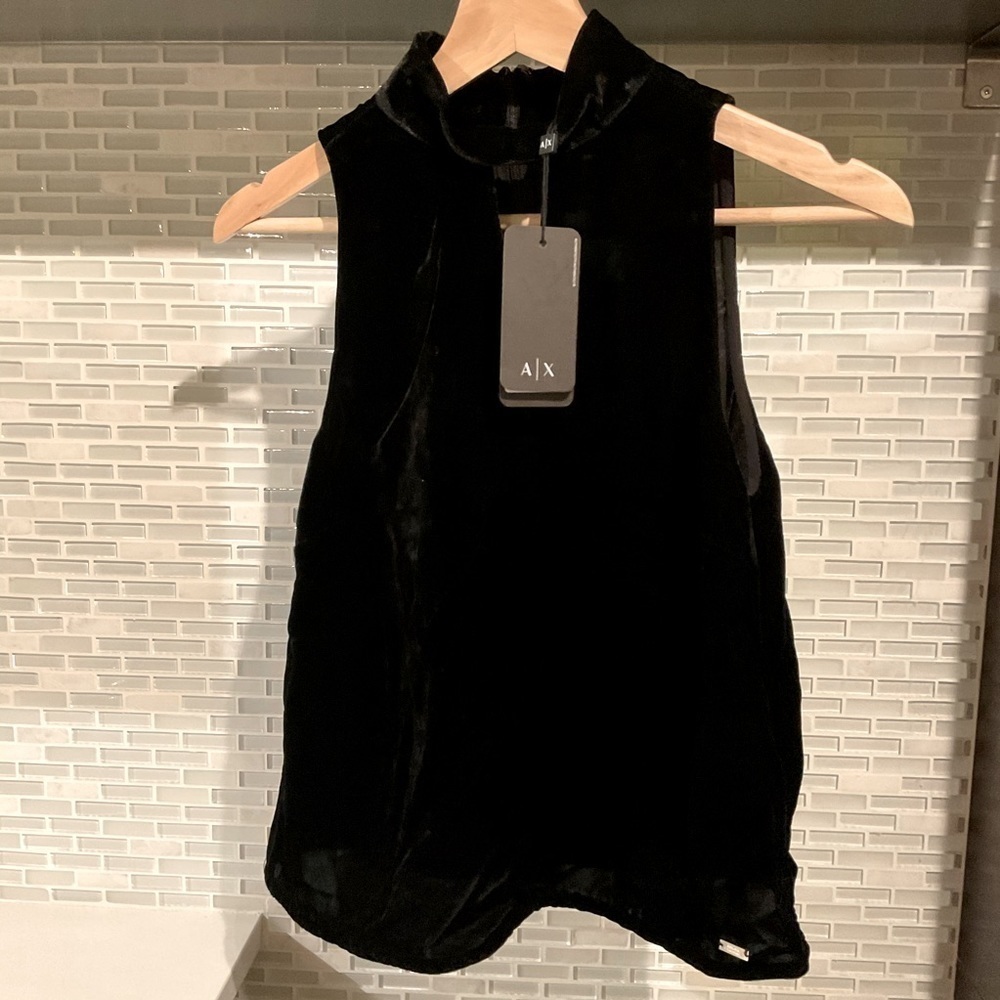 NWT A|X Armani Exchange Velvet Sleeveless Top